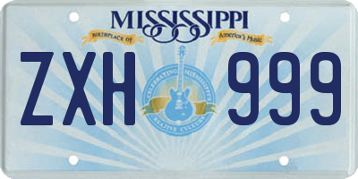 MS license plate ZXH999