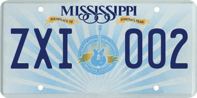 MS license plate ZXI002