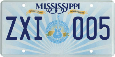 MS license plate ZXI005