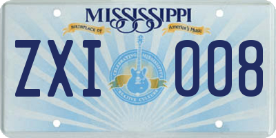 MS license plate ZXI008