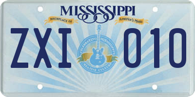 MS license plate ZXI010