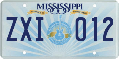 MS license plate ZXI012