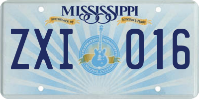 MS license plate ZXI016