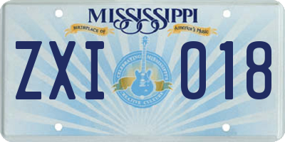 MS license plate ZXI018