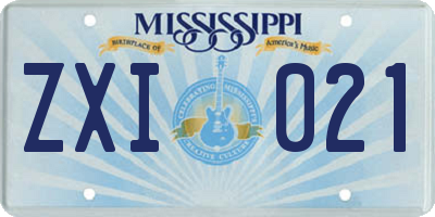 MS license plate ZXI021