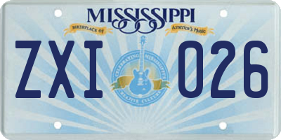 MS license plate ZXI026