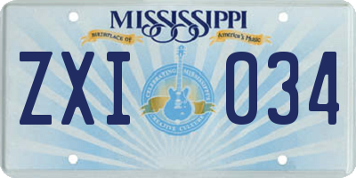 MS license plate ZXI034