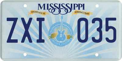 MS license plate ZXI035
