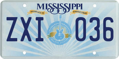 MS license plate ZXI036