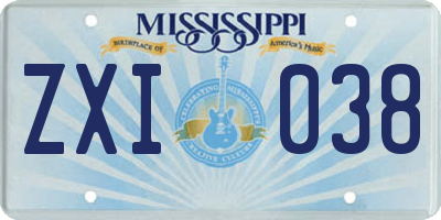 MS license plate ZXI038