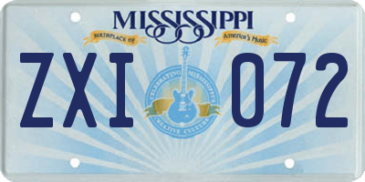MS license plate ZXI072