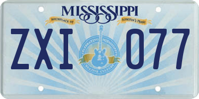MS license plate ZXI077