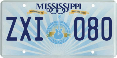 MS license plate ZXI080