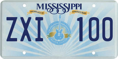 MS license plate ZXI100