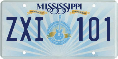 MS license plate ZXI101