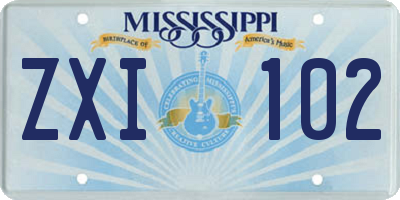 MS license plate ZXI102