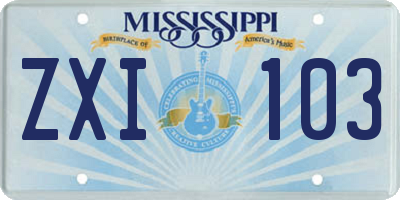 MS license plate ZXI103