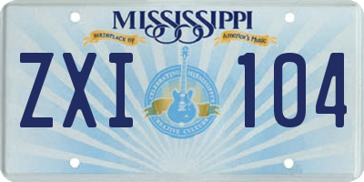 MS license plate ZXI104