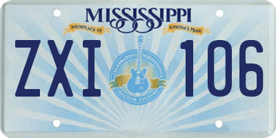 MS license plate ZXI106