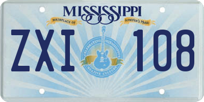MS license plate ZXI108