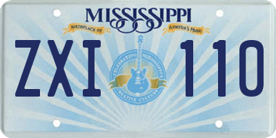 MS license plate ZXI110