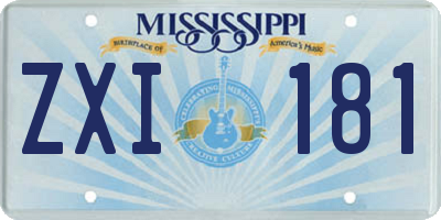 MS license plate ZXI181