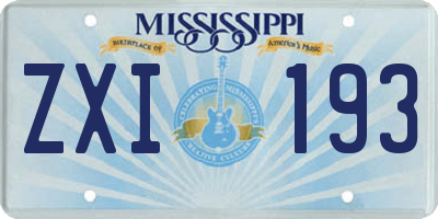 MS license plate ZXI193