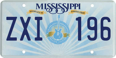MS license plate ZXI196