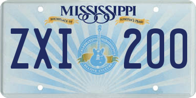 MS license plate ZXI200