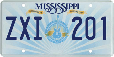 MS license plate ZXI201