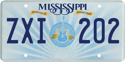MS license plate ZXI202
