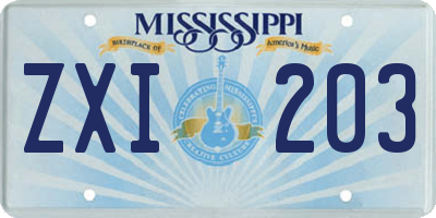 MS license plate ZXI203