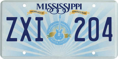 MS license plate ZXI204