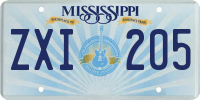 MS license plate ZXI205