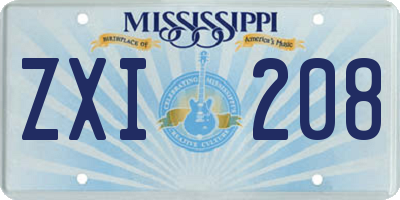 MS license plate ZXI208