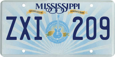MS license plate ZXI209