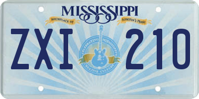 MS license plate ZXI210