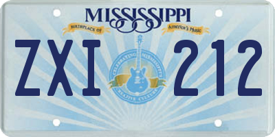 MS license plate ZXI212