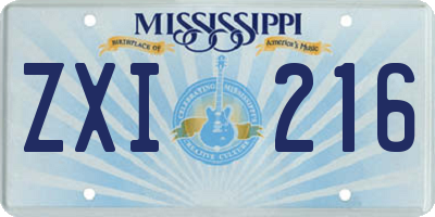 MS license plate ZXI216
