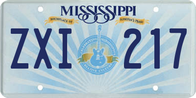 MS license plate ZXI217