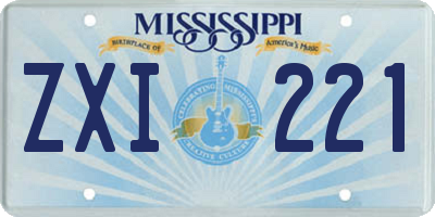 MS license plate ZXI221