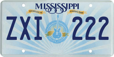 MS license plate ZXI222