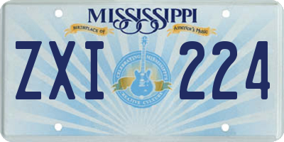 MS license plate ZXI224