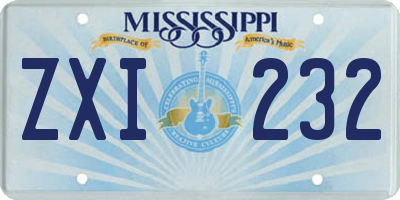 MS license plate ZXI232