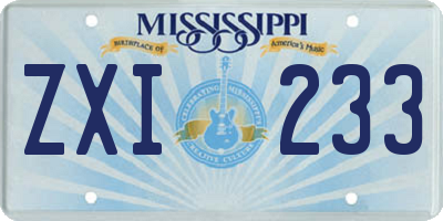 MS license plate ZXI233