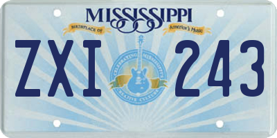 MS license plate ZXI243