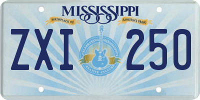 MS license plate ZXI250