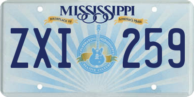 MS license plate ZXI259