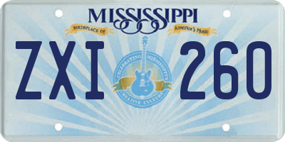 MS license plate ZXI260
