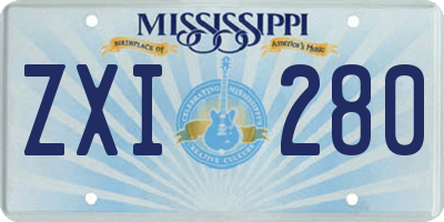MS license plate ZXI280